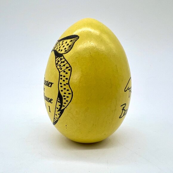 1991 White House Easter Egg Yellow Wooden George & Barbara Bush Collectible - Picture 3 of 6